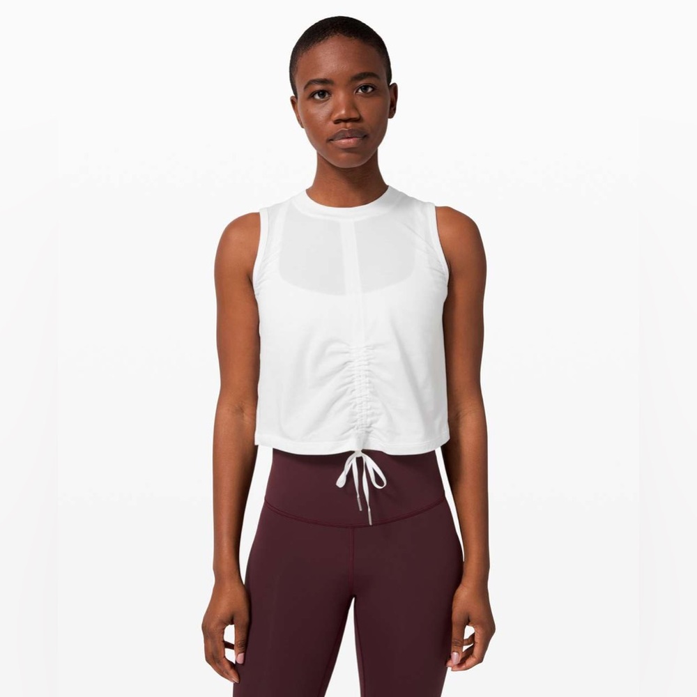 White Lululemon tank top with tie